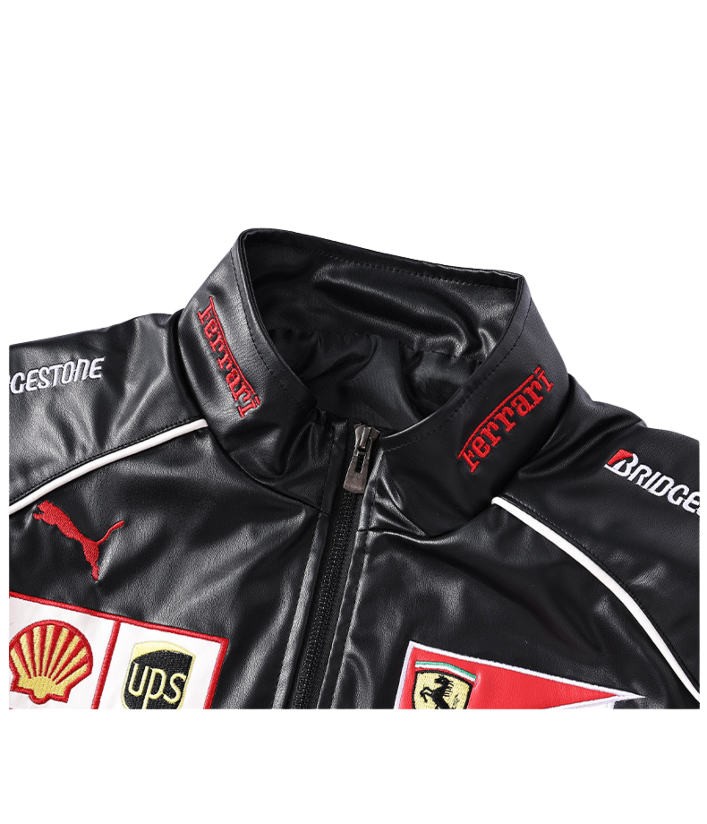 Ferrari F1 Vintage Leather Jacket - White Edition