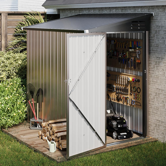 Wall Mounted Metal Lean To Storage Shed With Side Door 