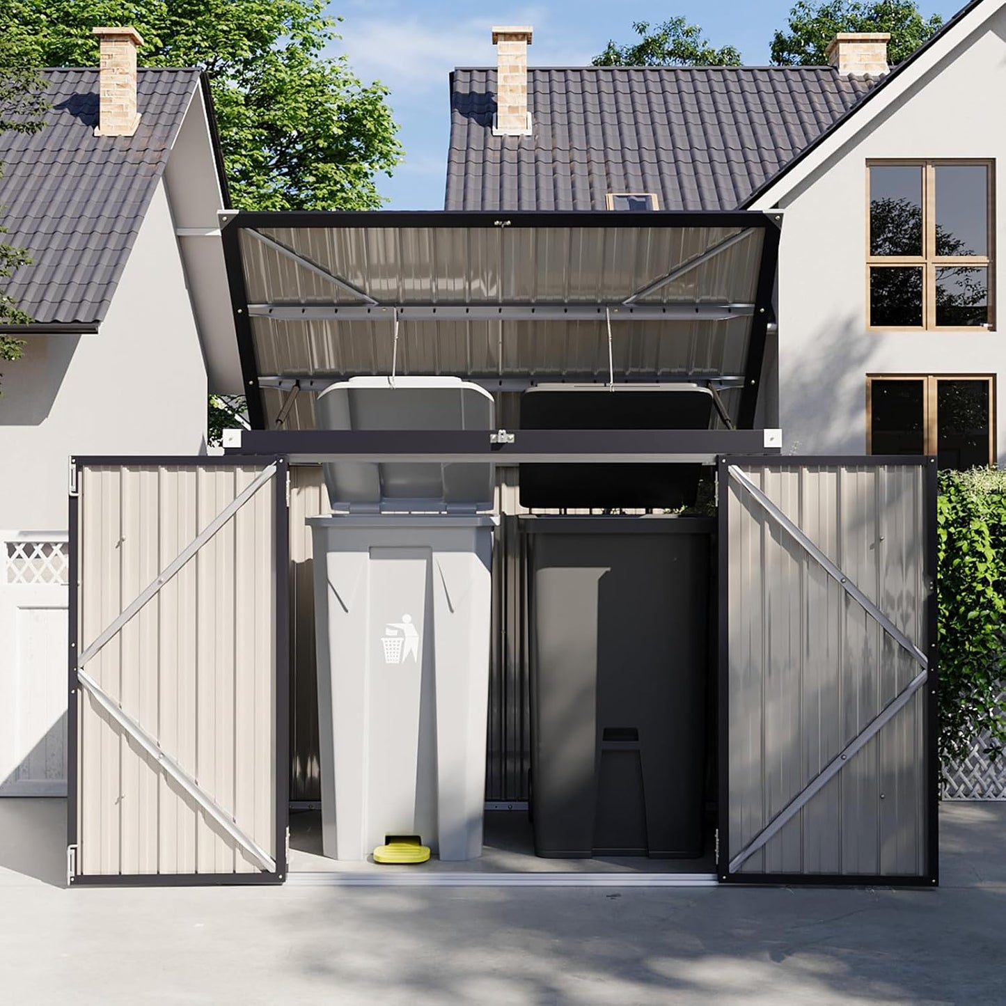 Metal Trash Shed with Lockable Door