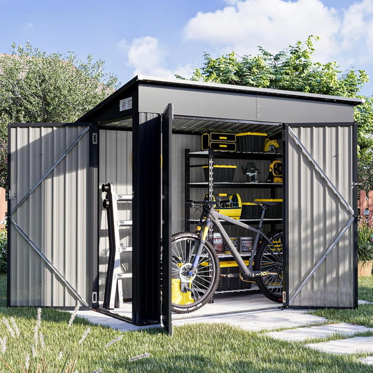 Metal Lean To Storage Shed with Triple Lockable Door