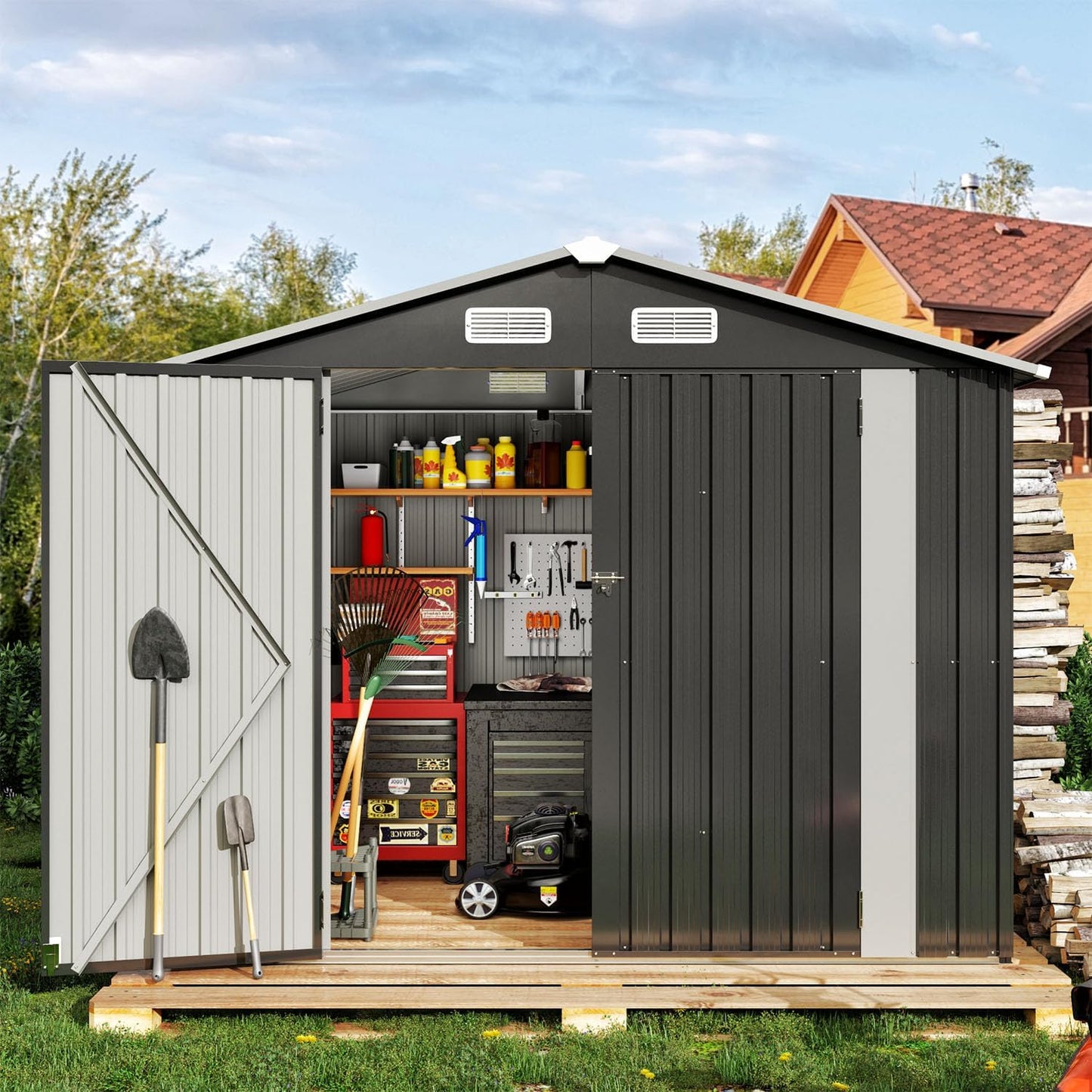Metal Storage Shed House with Air Vent
