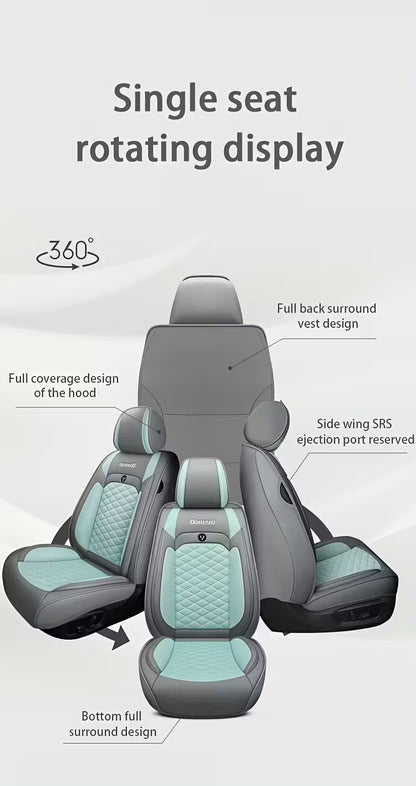 [Stylish Car Seat Cover] DENEGO Quilted Car Seat Cover | Cartoon Design, Full Coverage, Faux Leather &amp; Mesh Fabric, 1 Seat/Five Seat Option, Stylish &amp; Comfortable, Luxury 