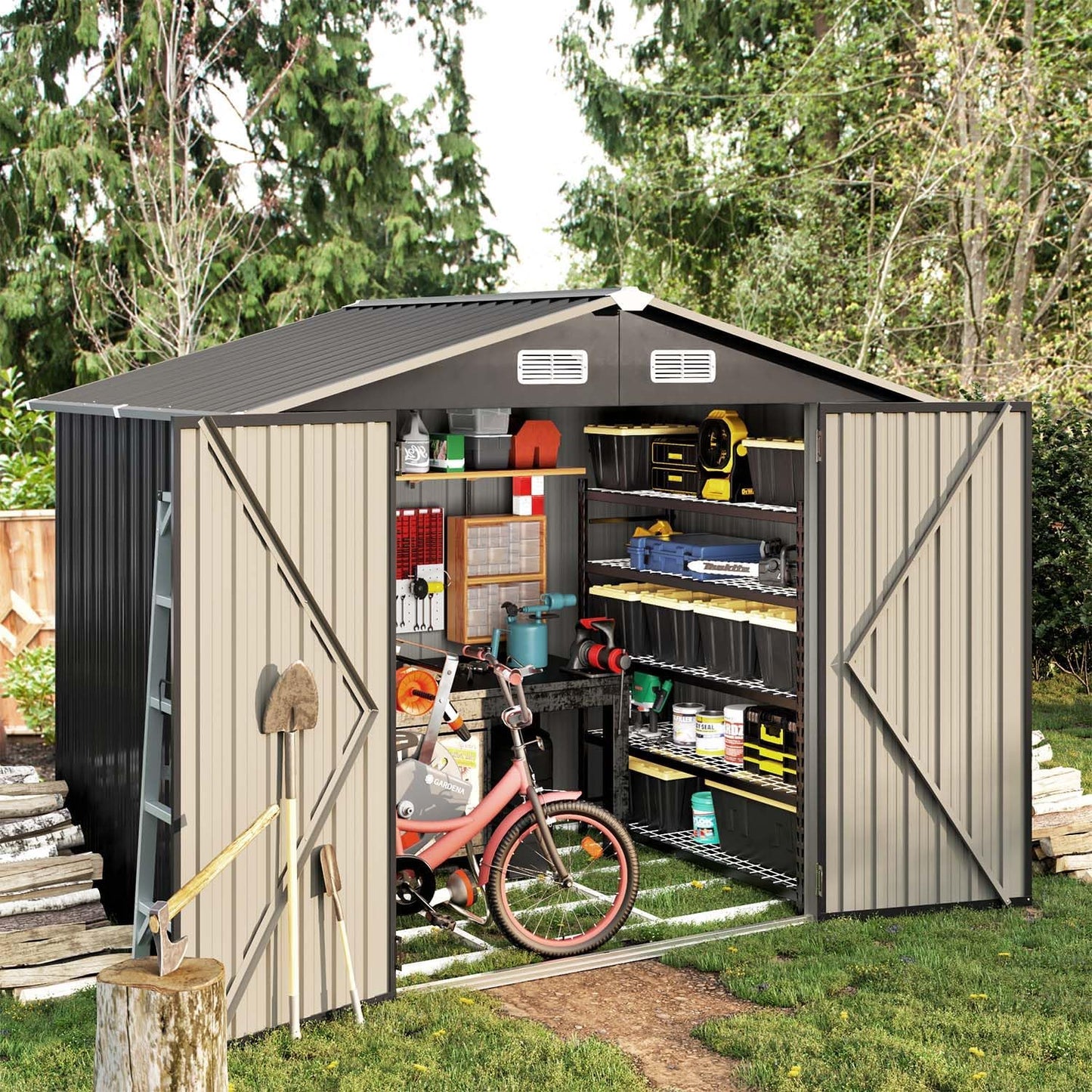 Metal Storage Shed House with Air Vent