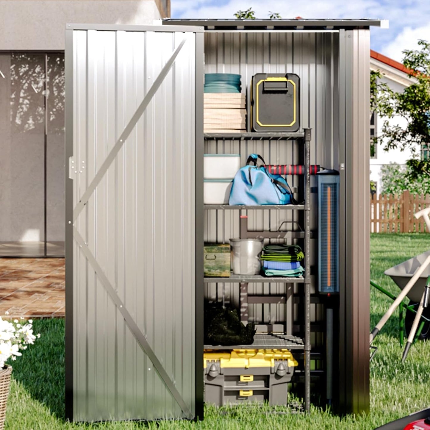 Metal Lean To Storage Shed without Base 