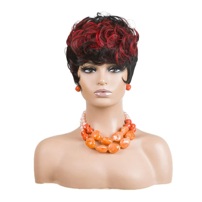 باروكة شعر رمادية قصيرة مع غرة للنساء ذوات البشرة السمراء - نمط قصير مجعد طبيعي مموج منفوش (رمادي) 