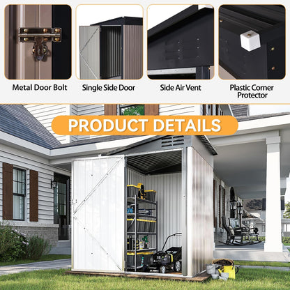 Wall Mounted Metal Lean To Storage Shed With Side Door 