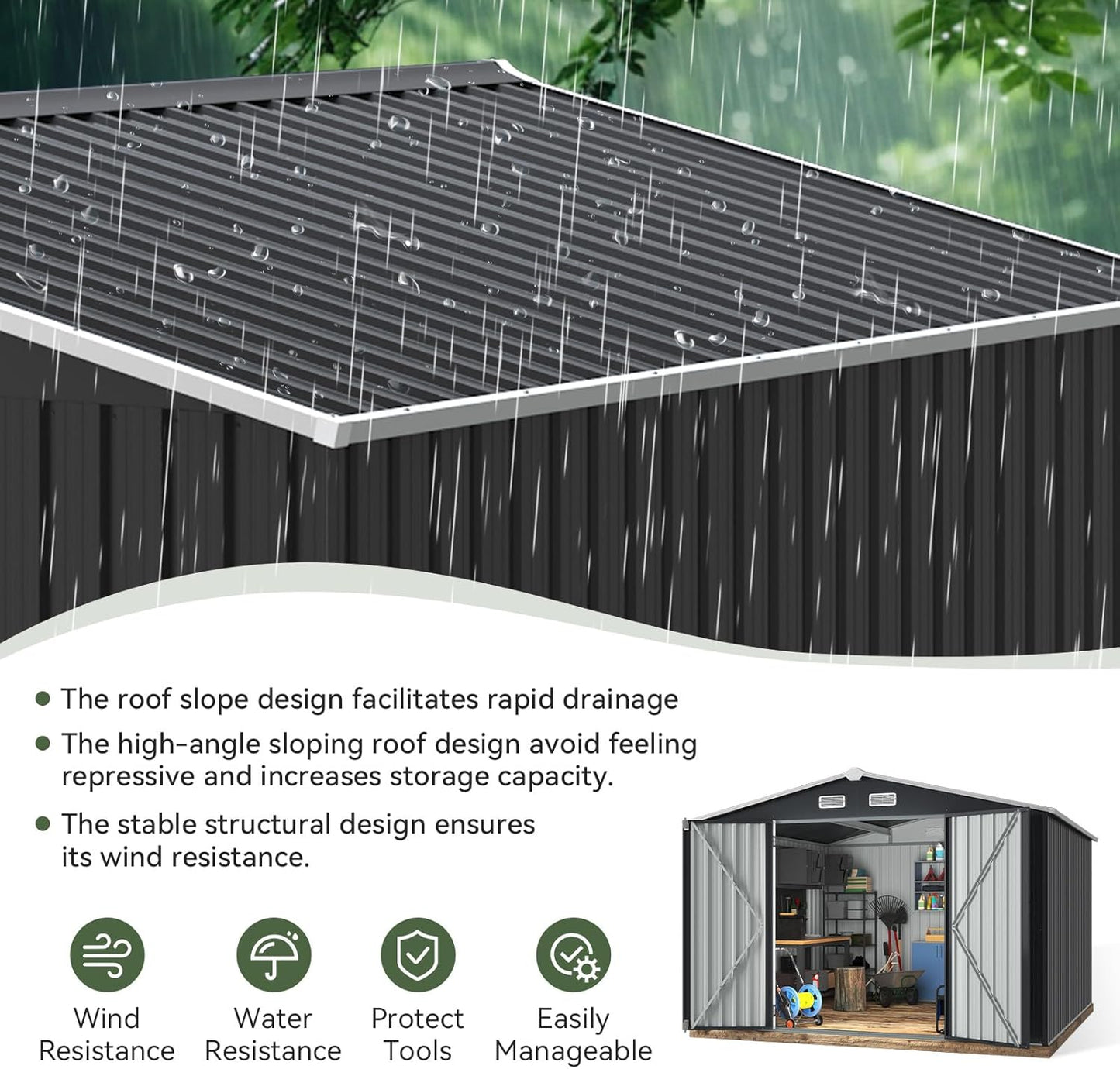 Metal Storage Shed House with Air Vent