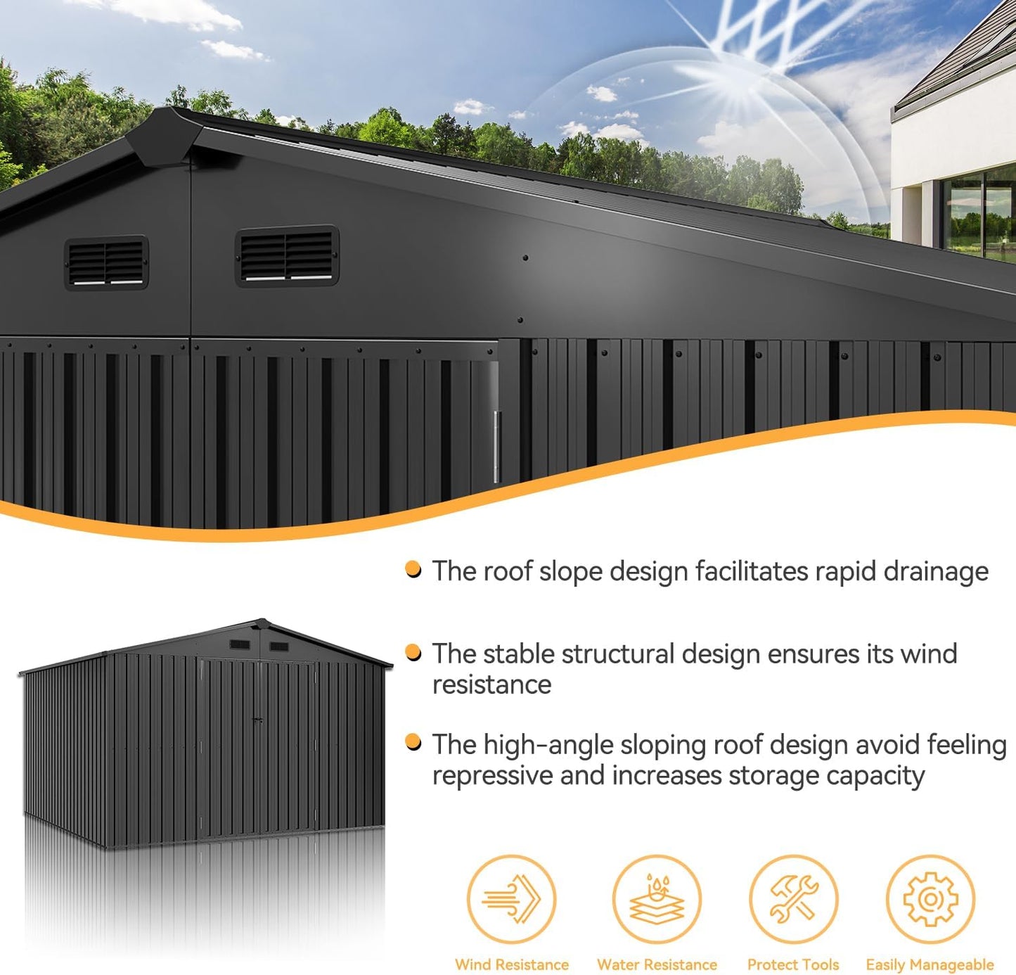Metal Storage Shed House with Air Vent