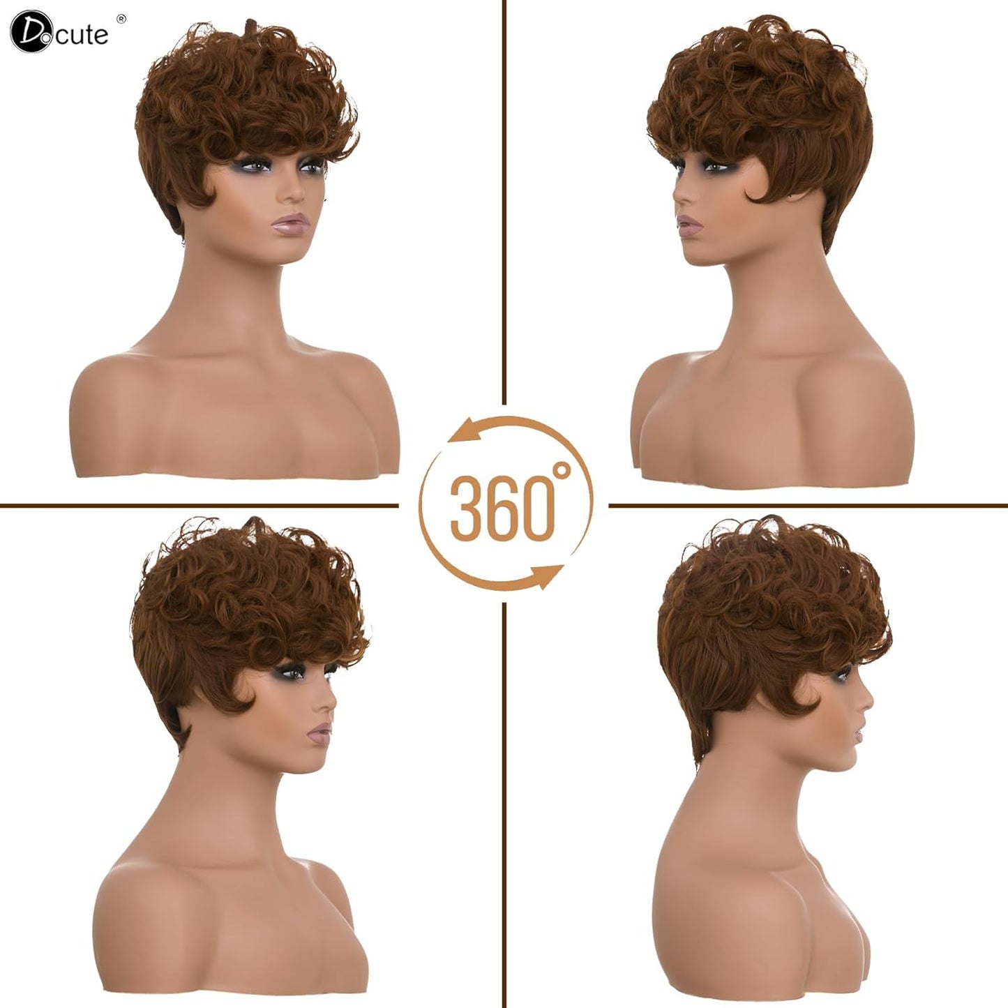 باروكة شعر رمادية قصيرة مع غرة للنساء ذوات البشرة السمراء - نمط قصير مجعد طبيعي مموج منفوش (رمادي) 