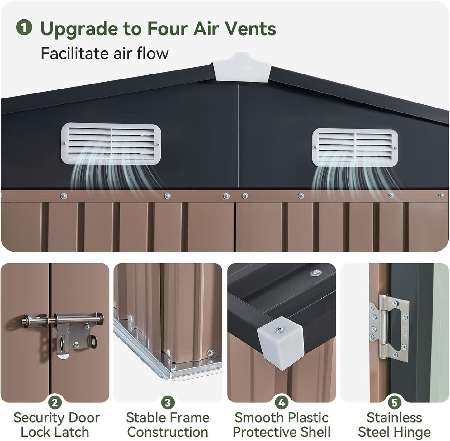 Metal Storage Shed House with Air Vent