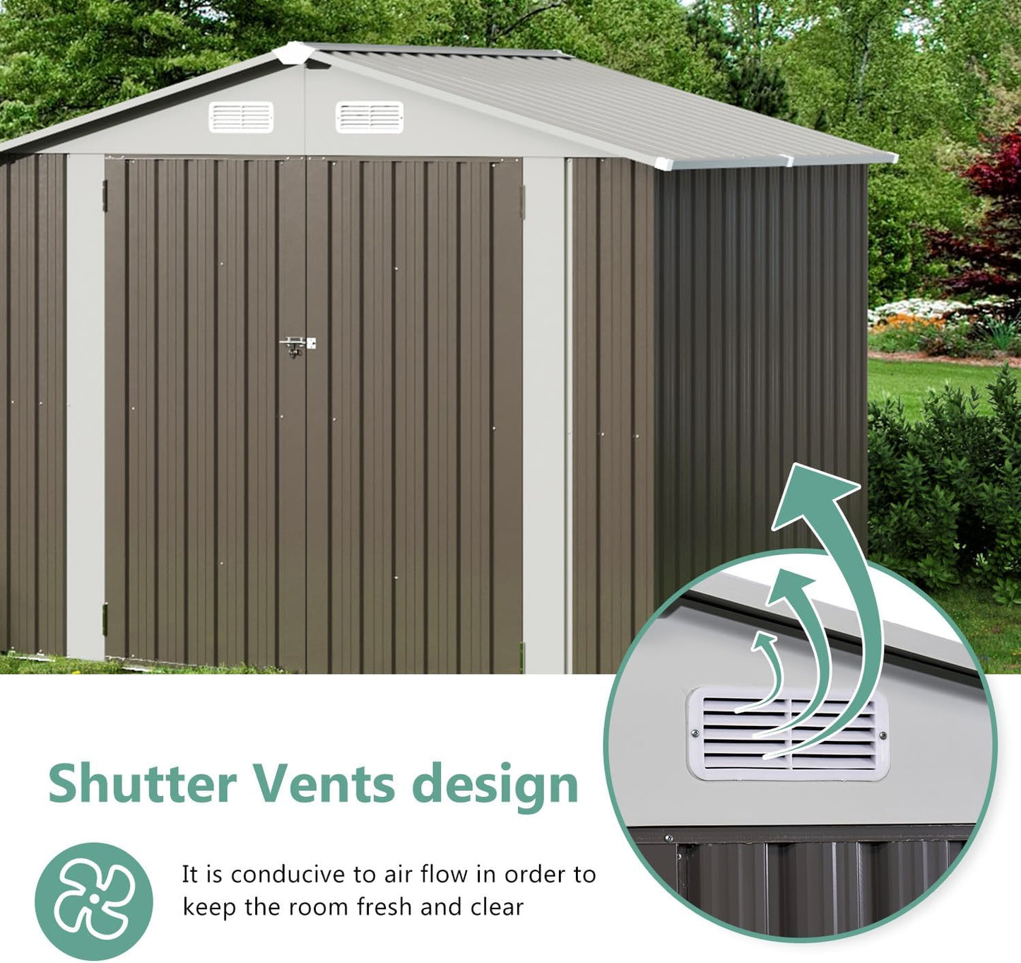 Metal Storage Shed House with Air Vent