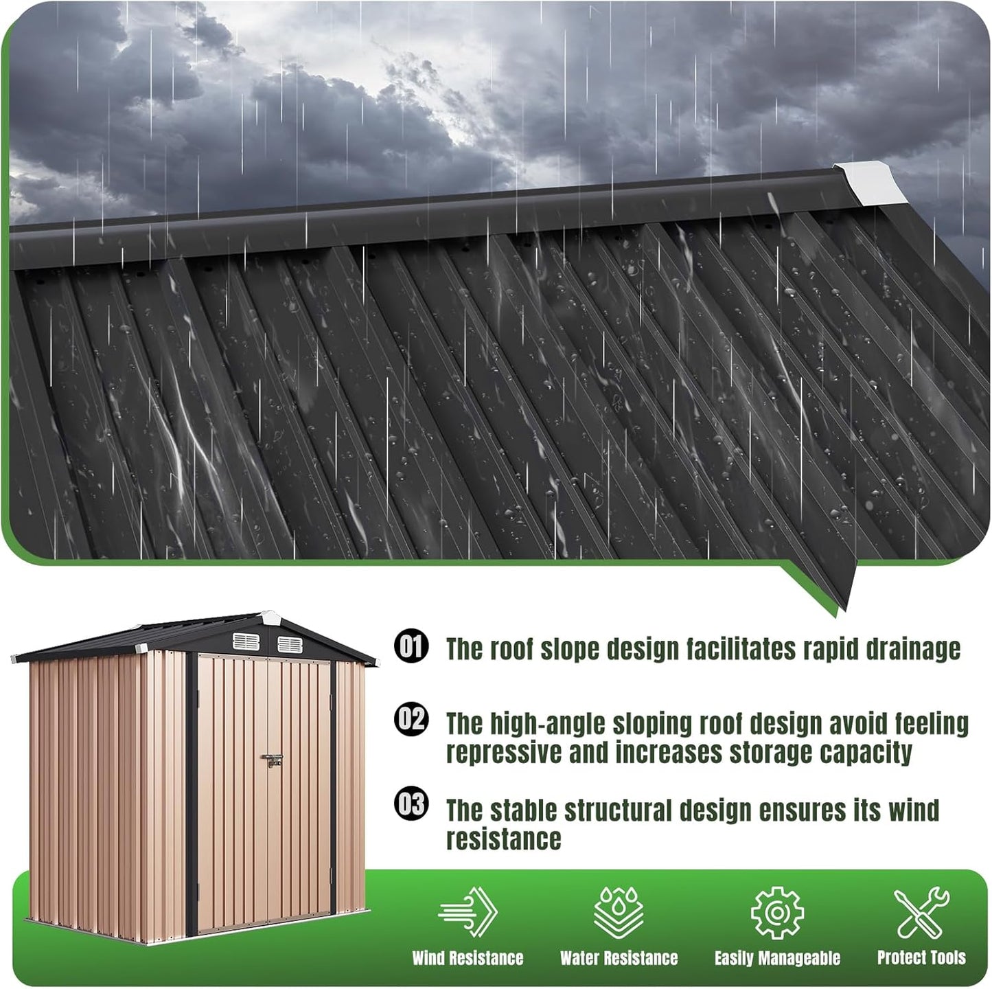 Metal Storage Shed House with Air Vent