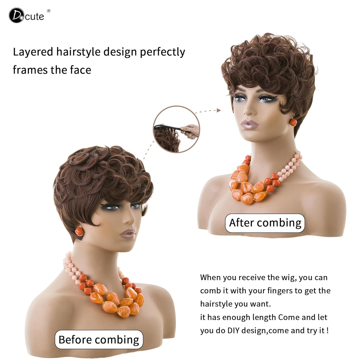 باروكة شعر رمادية قصيرة مع غرة للنساء ذوات البشرة السمراء - نمط قصير مجعد طبيعي مموج منفوش (رمادي) 