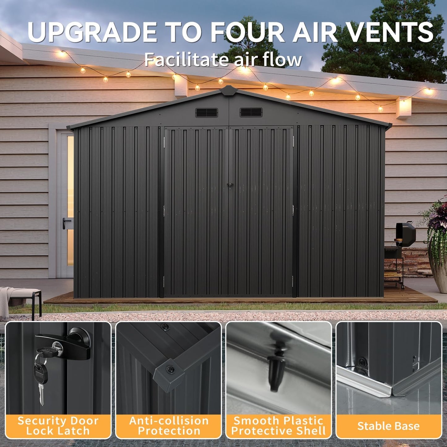 Metal Storage Shed House with Air Vent