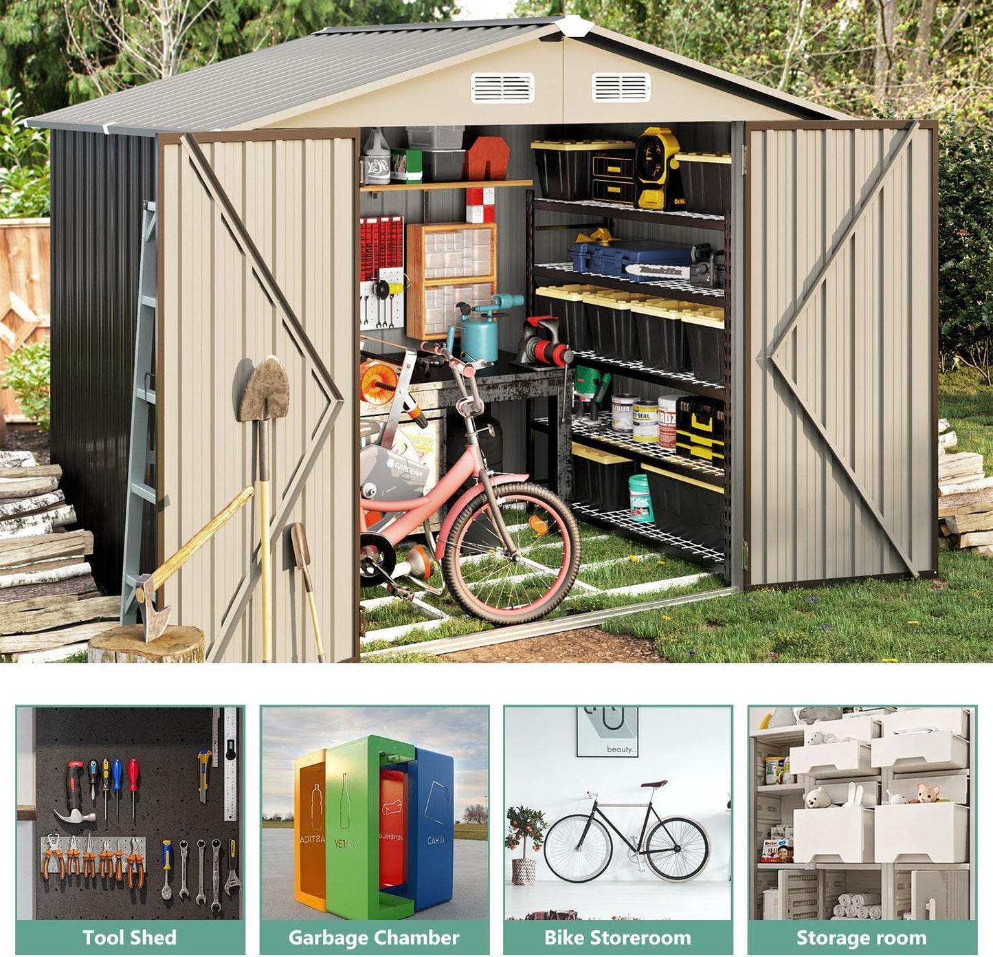 Metal Storage Shed House with Air Vent