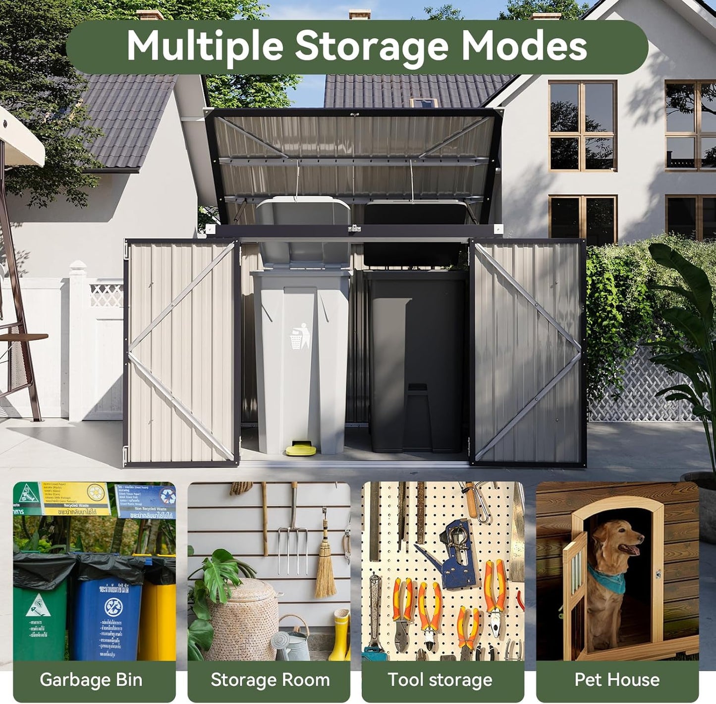 Metal Trash Shed with Lockable Door