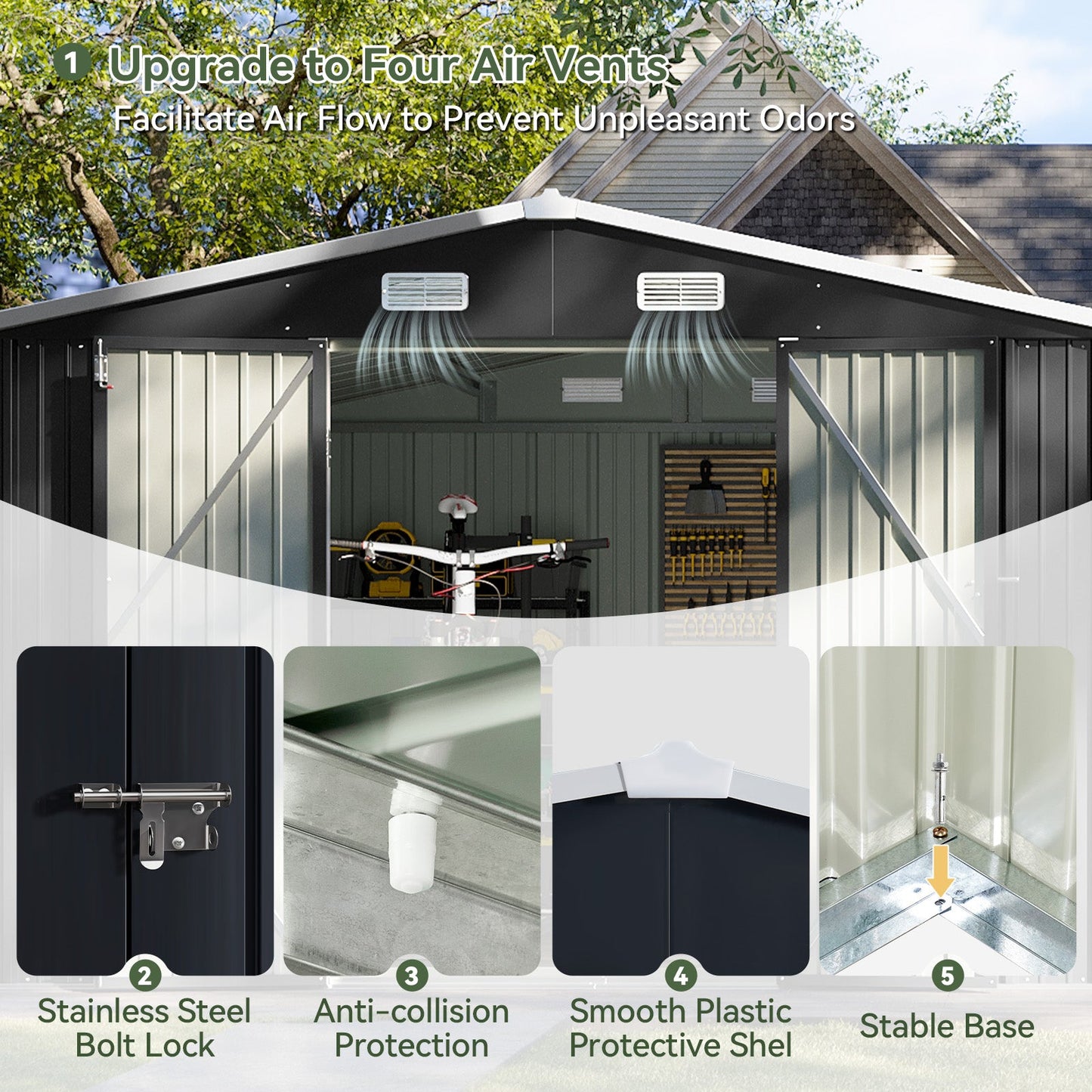 Metal Storage Shed House with Air Vent