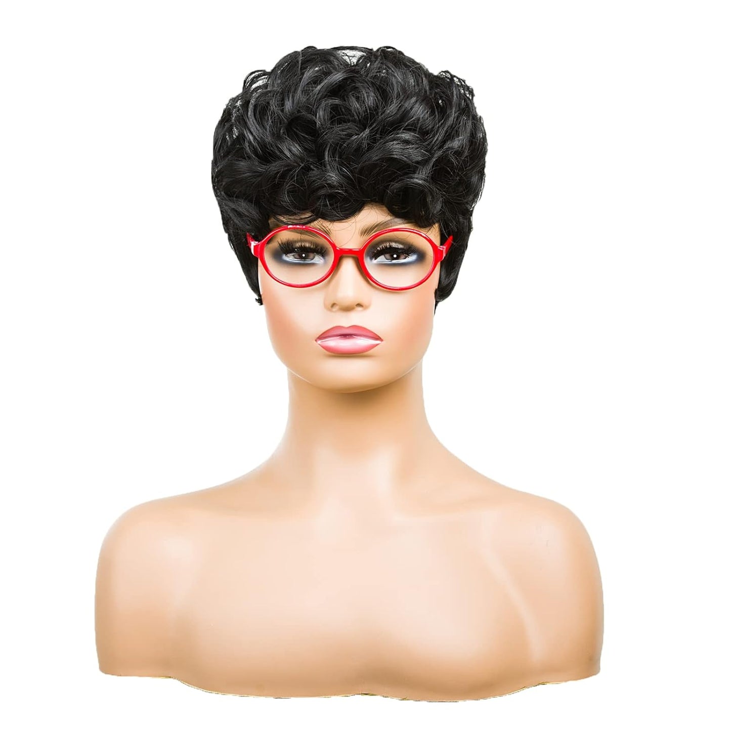 باروكة شعر رمادية قصيرة مع غرة للنساء ذوات البشرة السمراء - نمط قصير مجعد طبيعي مموج منفوش (رمادي) 