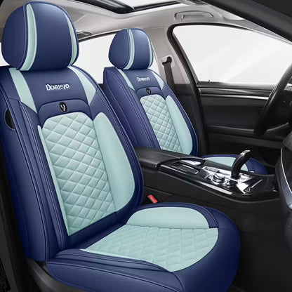 [Stylish Car Seat Cover] DENEGO Quilted Car Seat Cover | Cartoon Design, Full Coverage, Faux Leather &amp; Mesh Fabric, 1 Seat/Five Seat Option, Stylish &amp; Comfortable, Luxury 