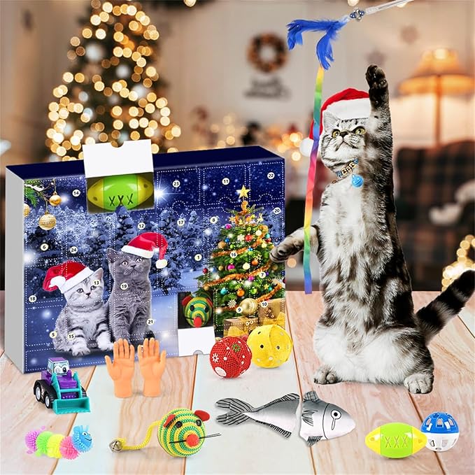 🎄Last 48 hours 70% OFF🎁2024 Christmas Countdown Cat&Dog Toys Advent Calendar🐾🥳3