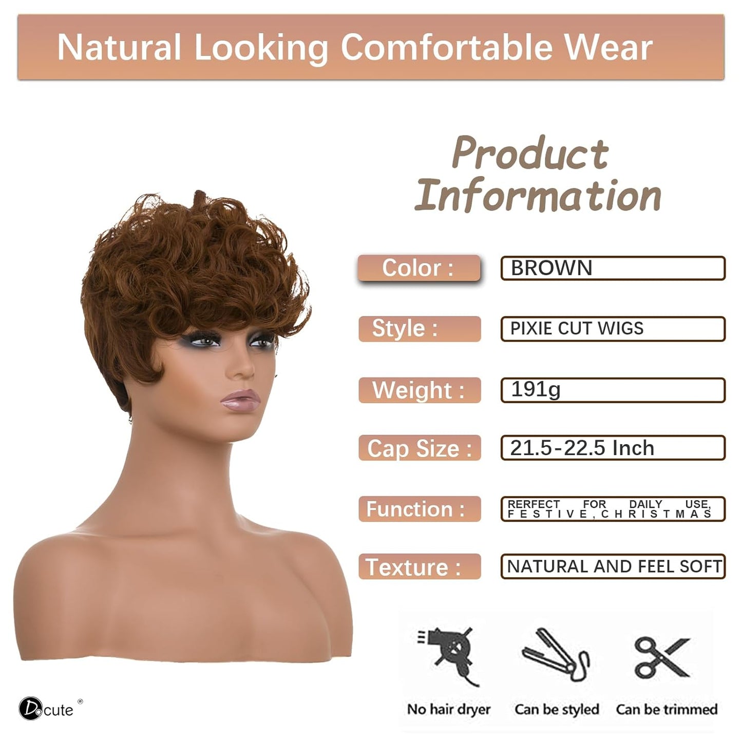 باروكة شعر رمادية قصيرة مع غرة للنساء ذوات البشرة السمراء - نمط قصير مجعد طبيعي مموج منفوش (رمادي) 