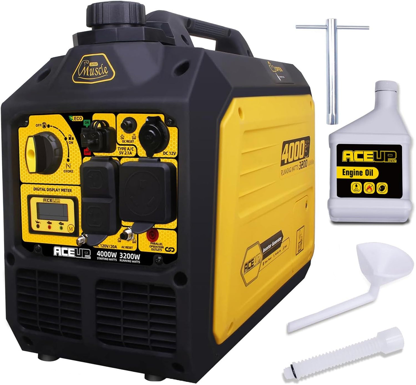 Aceup Energy 4000 Watt Portable Inverter Generator, Gas Powered Generator Quiet for Home, RV-Ready, EPA Compliant