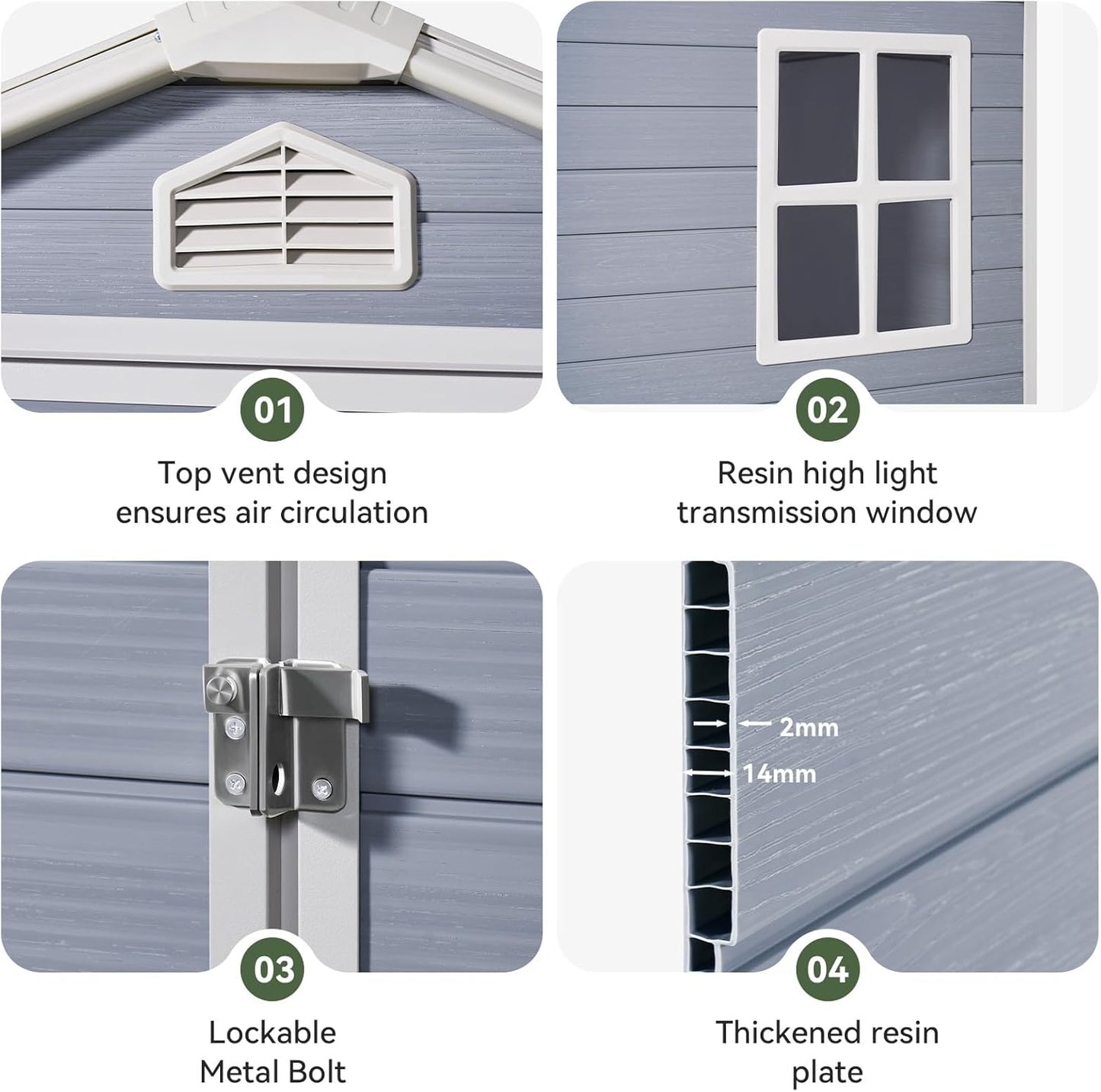 Resin Utility Storage Shed House 