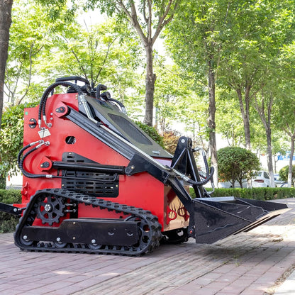 محمل انزلاقي صغير مع دلو مقاس 46 بوصة، آلة انزلاقية زاحفة متعددة الوظائف بقوة 23 حصانًا، محمل انزلاقي صغير يعمل بالدفع الهيدروليكي 