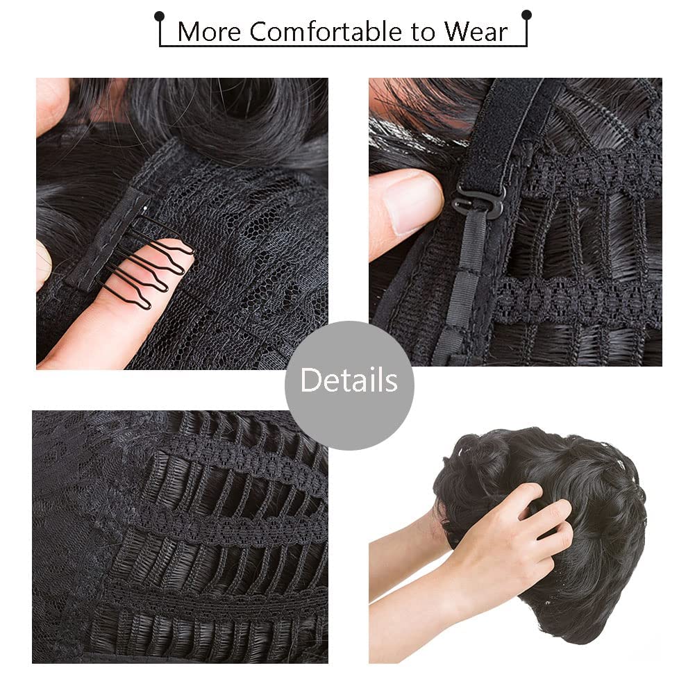 باروكة شعر رمادية قصيرة مع غرة للنساء ذوات البشرة السمراء - نمط قصير مجعد طبيعي مموج منفوش (رمادي) 