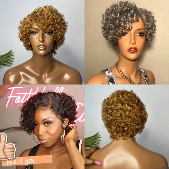 2025 New Super Natural Short Curly Wig 100% Hair 