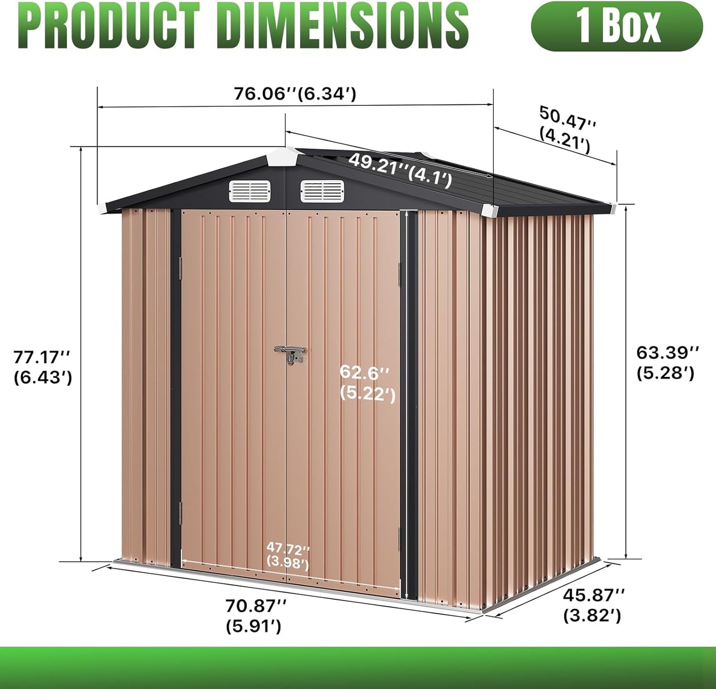 Metal Storage Shed House with Air Vent