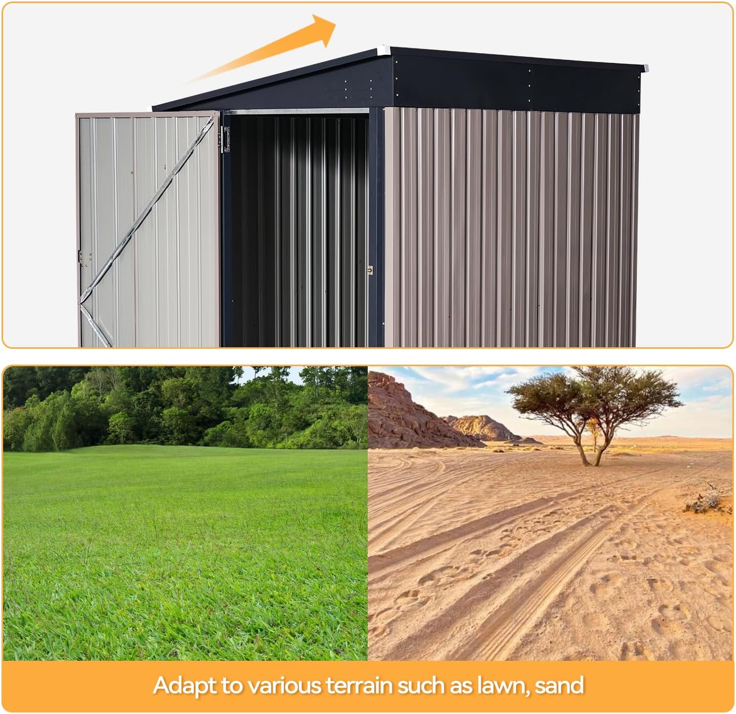 Wall Mounted Metal Lean To Storage Shed With Side Door 