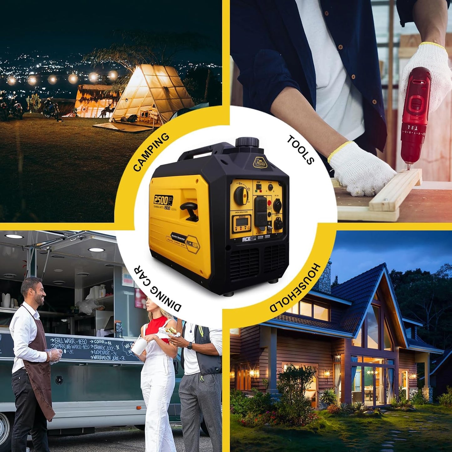 Aceup Energy 4000 Watt Portable Inverter Generator, Gas Powered Generator Quiet for Home, RV-Ready, EPA Compliant