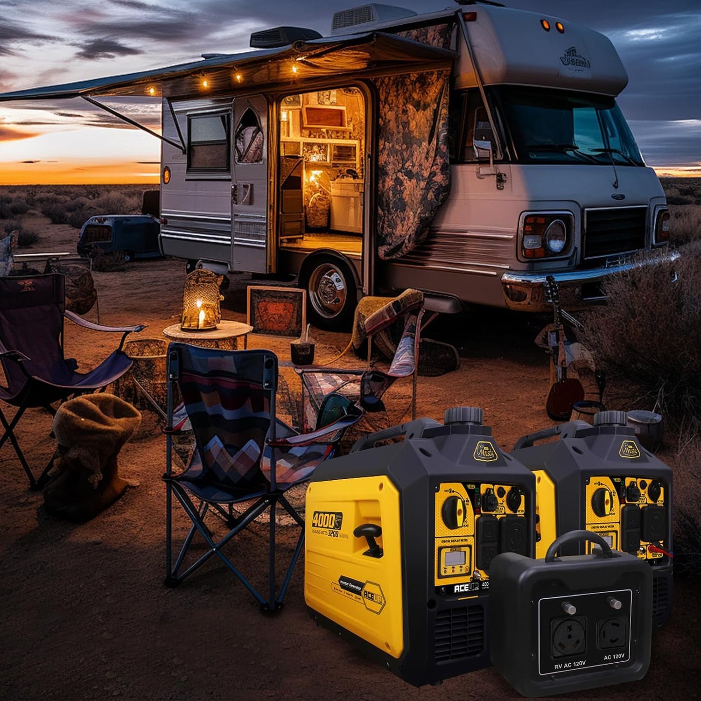 Aceup Energy 4000 Watt Portable Inverter Generator, Gas Powered Generator Quiet for Home, RV-Ready, EPA Compliant