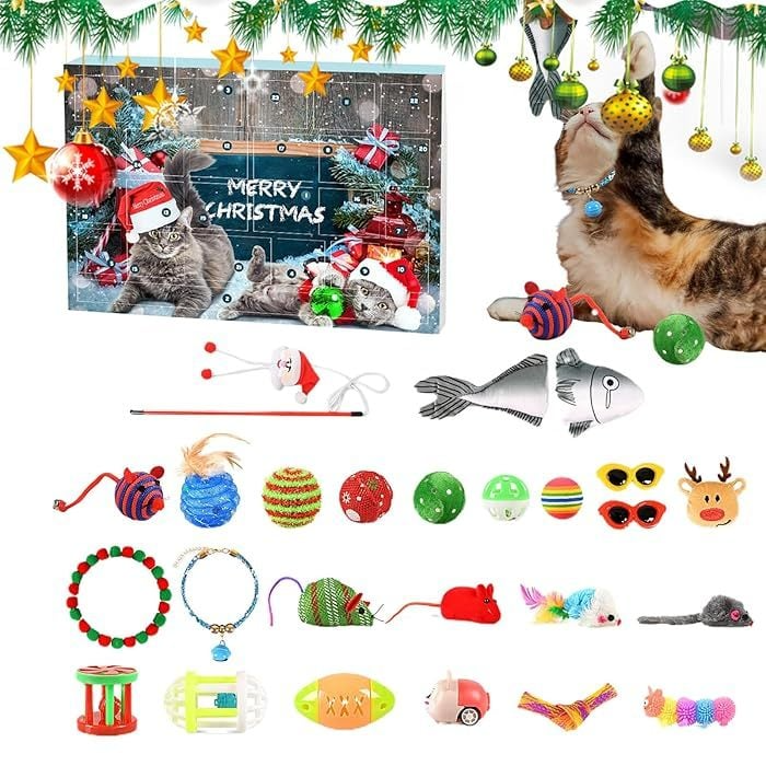 🔥Last 48 hours 70% OFF - 🐱2024 Christmas Countdown Cat Toys Advent Calendar