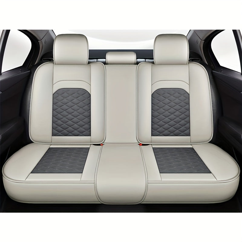 [Stylish Car Seat Cover] DENEGO Quilted Car Seat Cover | Cartoon Design, Full Coverage, Faux Leather &amp; Mesh Fabric, 1 Seat/Five Seat Option, Stylish &amp; Comfortable, Luxury 