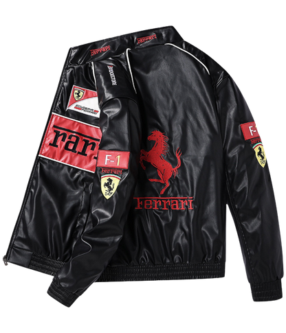 Ferrari F1 Vintage Leather Jacket - Red Edition