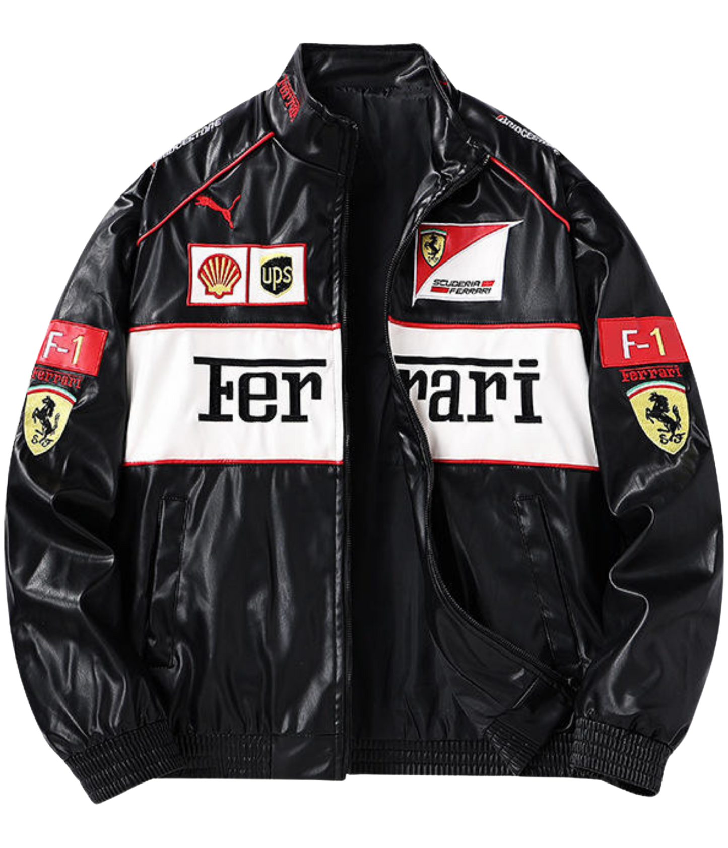 Ferrari F1 Vintage Leather Jacket - White Edition