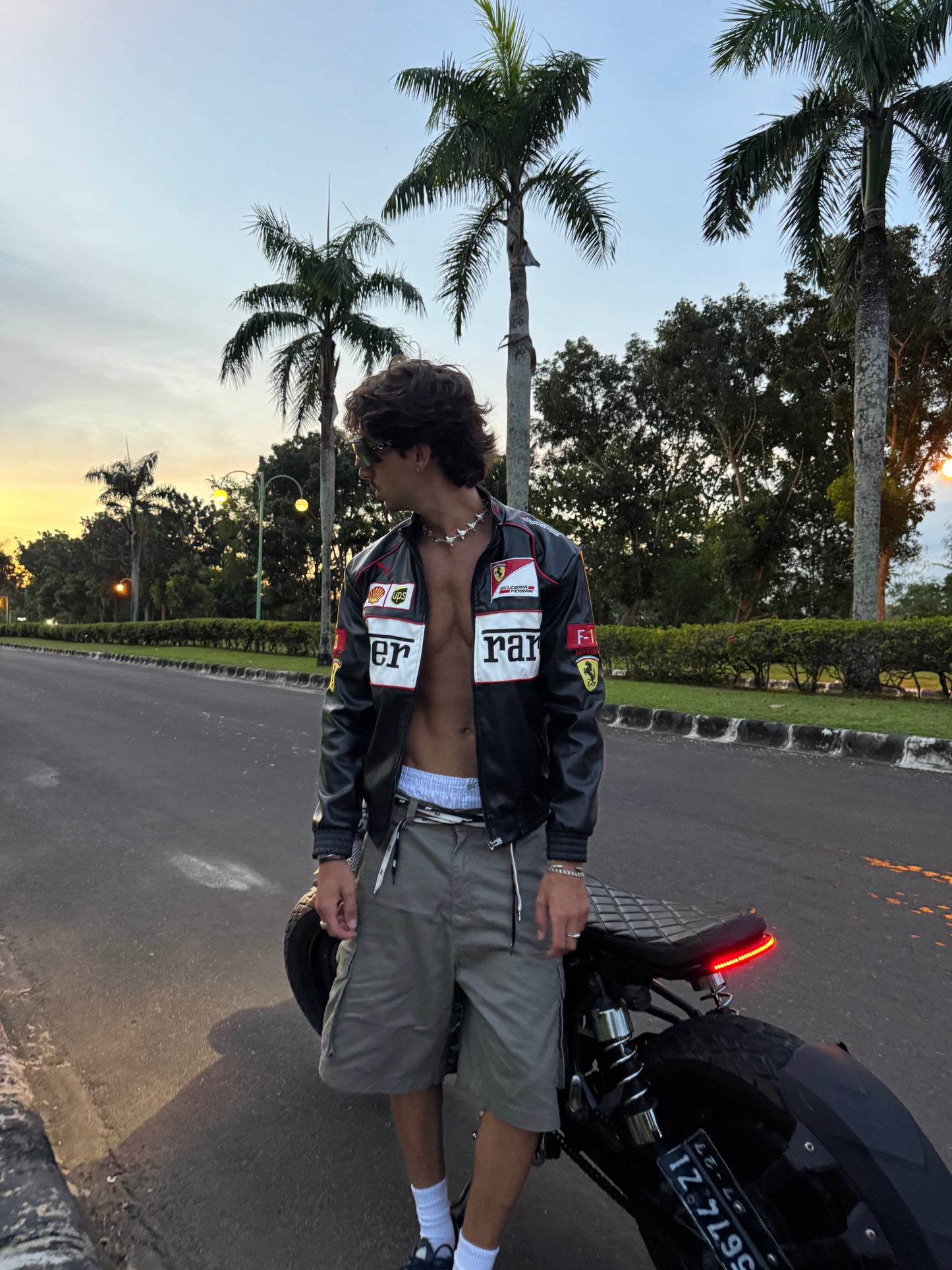 Ferrari F1 Vintage Leather Jacket - White Edition