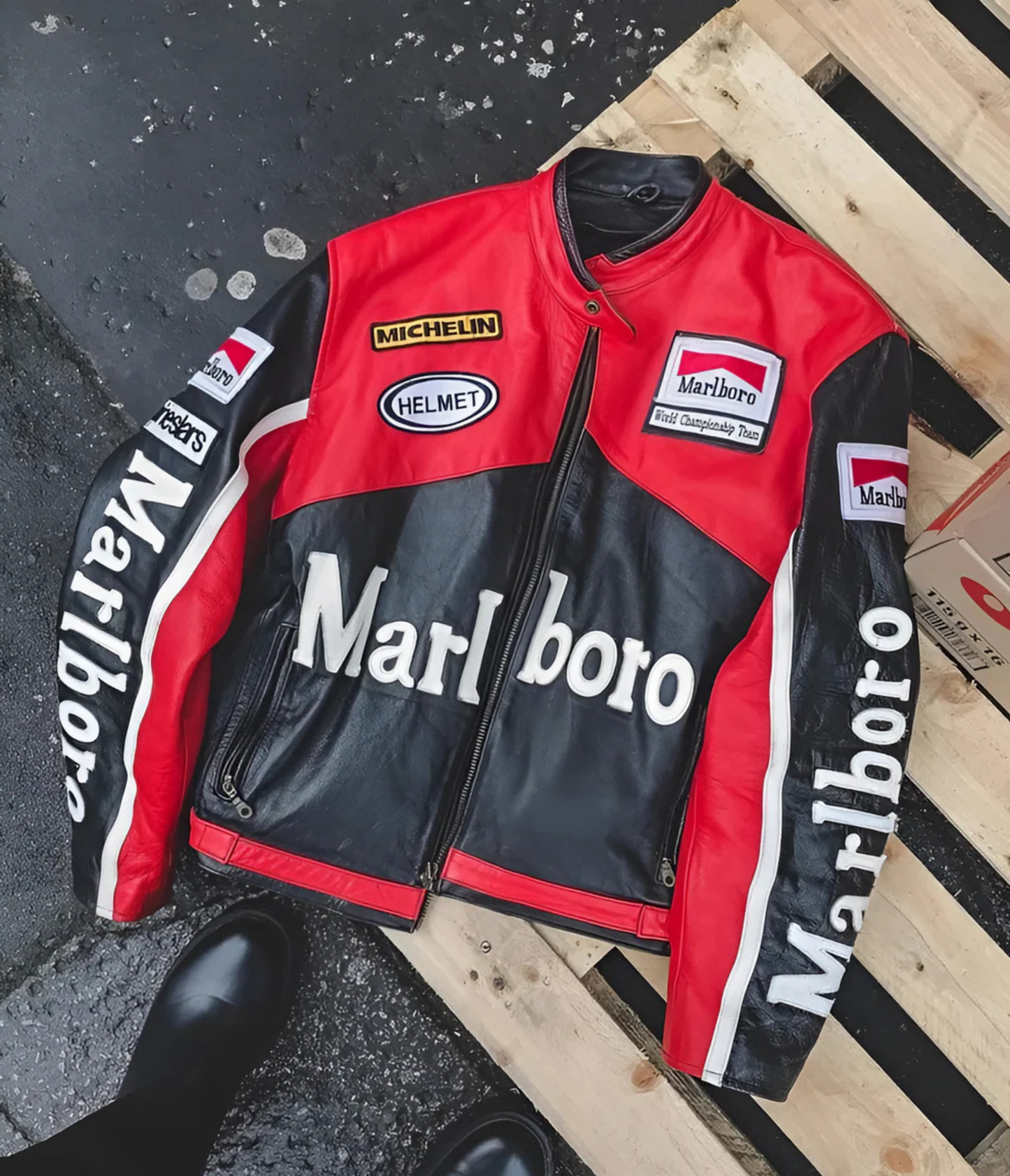 Marlboro Racing Leather Jacket - Black Edition 