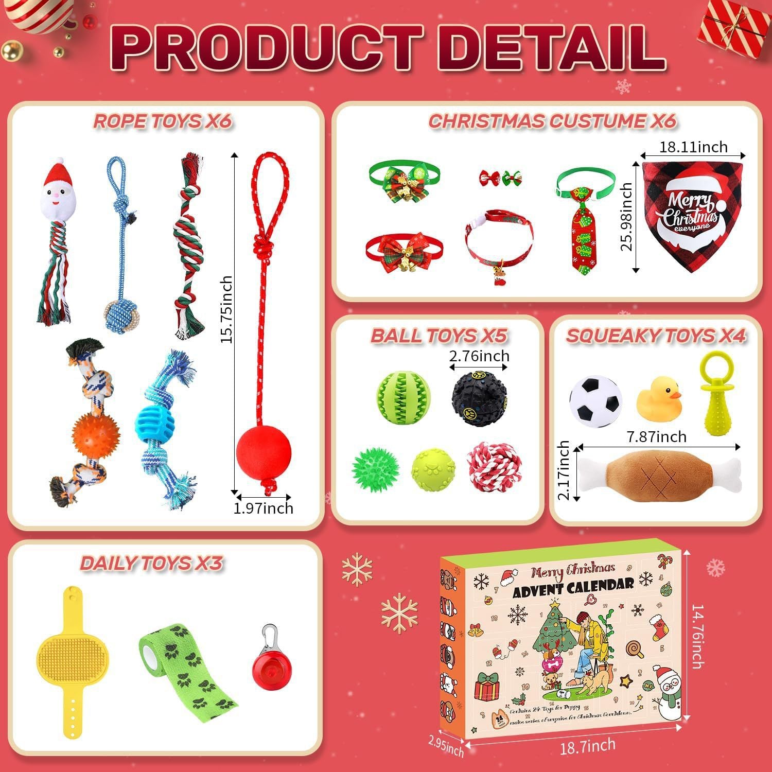🎄Last 48 hours 70% OFF🎁2024 Christmas Countdown Cat&Dog Toys Advent Calendar🐾🥳3