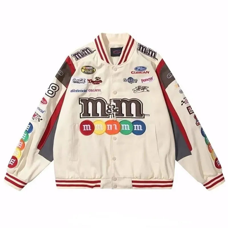 White M&amp;M Vintage Racing Jacket