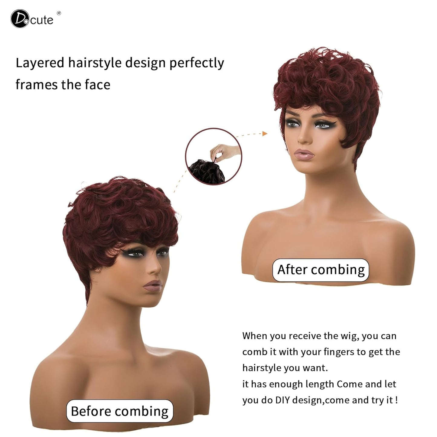 باروكة شعر رمادية قصيرة مع غرة للنساء ذوات البشرة السمراء - نمط قصير مجعد طبيعي مموج منفوش (رمادي) 