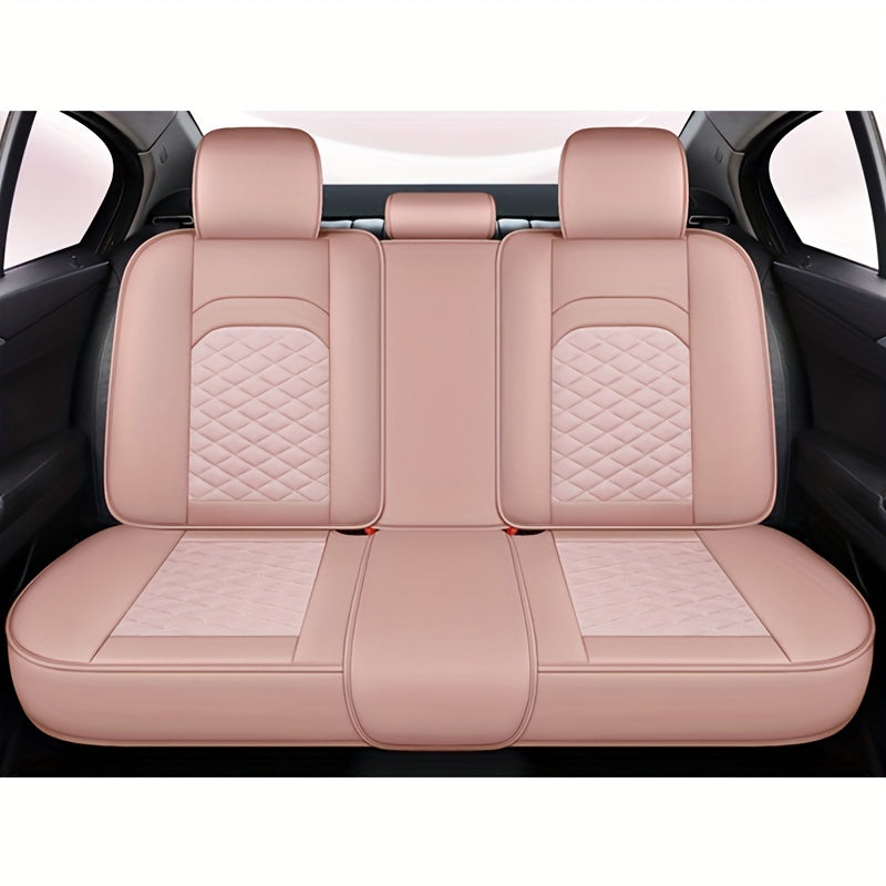 [Stylish Car Seat Cover] DENEGO Quilted Car Seat Cover | Cartoon Design, Full Coverage, Faux Leather &amp; Mesh Fabric, 1 Seat/Five Seat Option, Stylish &amp; Comfortable, Luxury 