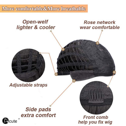 باروكة شعر رمادية قصيرة مع غرة للنساء ذوات البشرة السمراء - نمط قصير مجعد طبيعي مموج منفوش (رمادي) 