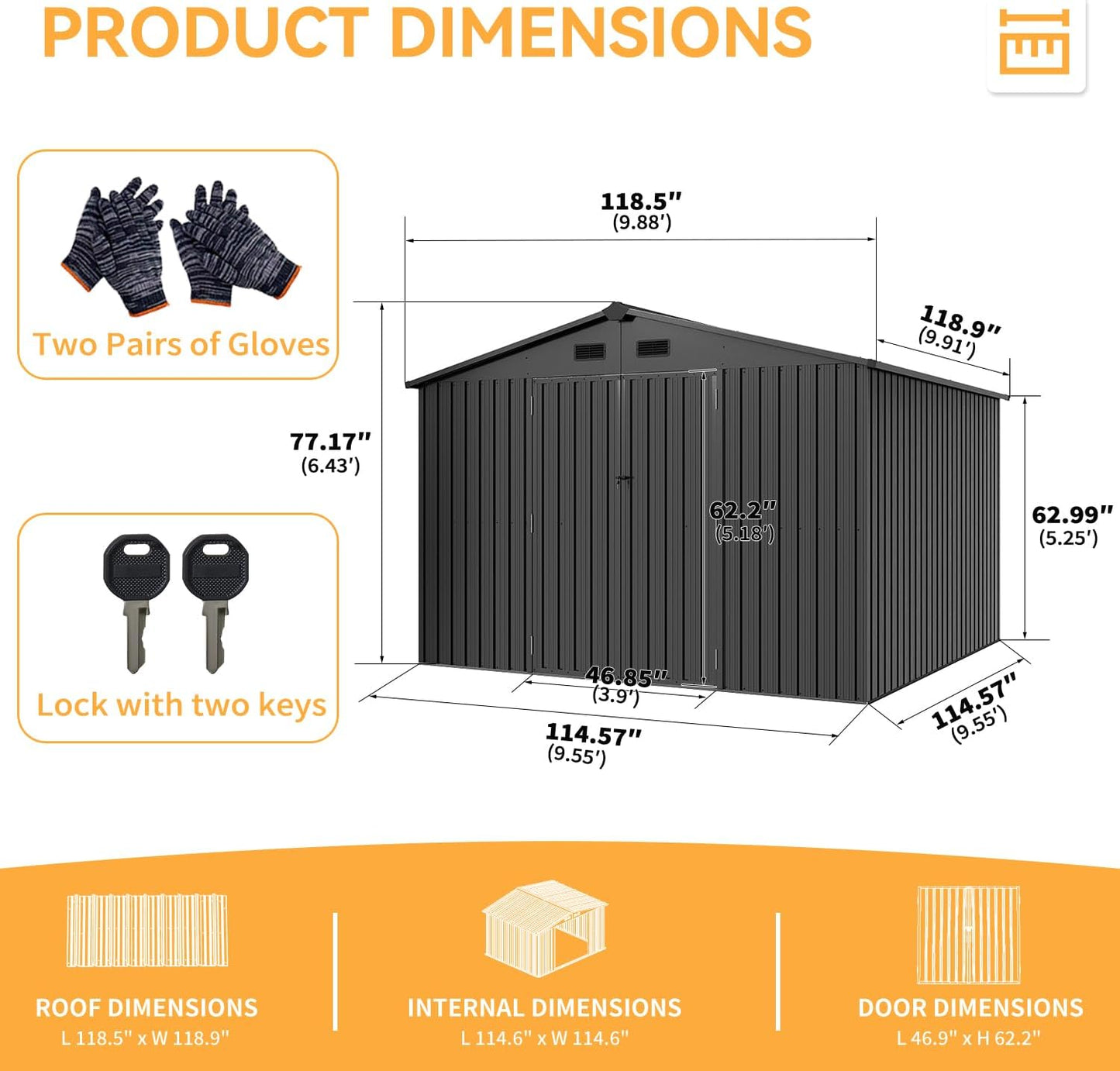 Metal Storage Shed House with Air Vent