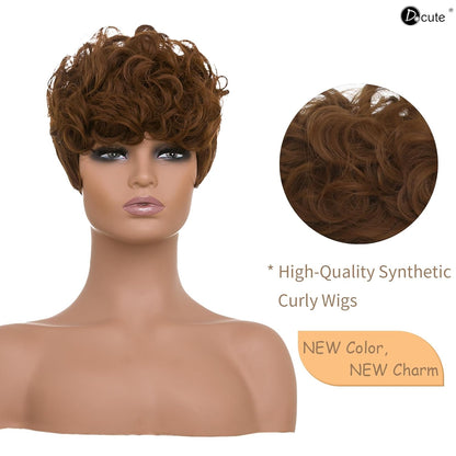 باروكة شعر رمادية قصيرة مع غرة للنساء ذوات البشرة السمراء - نمط قصير مجعد طبيعي مموج منفوش (رمادي) 