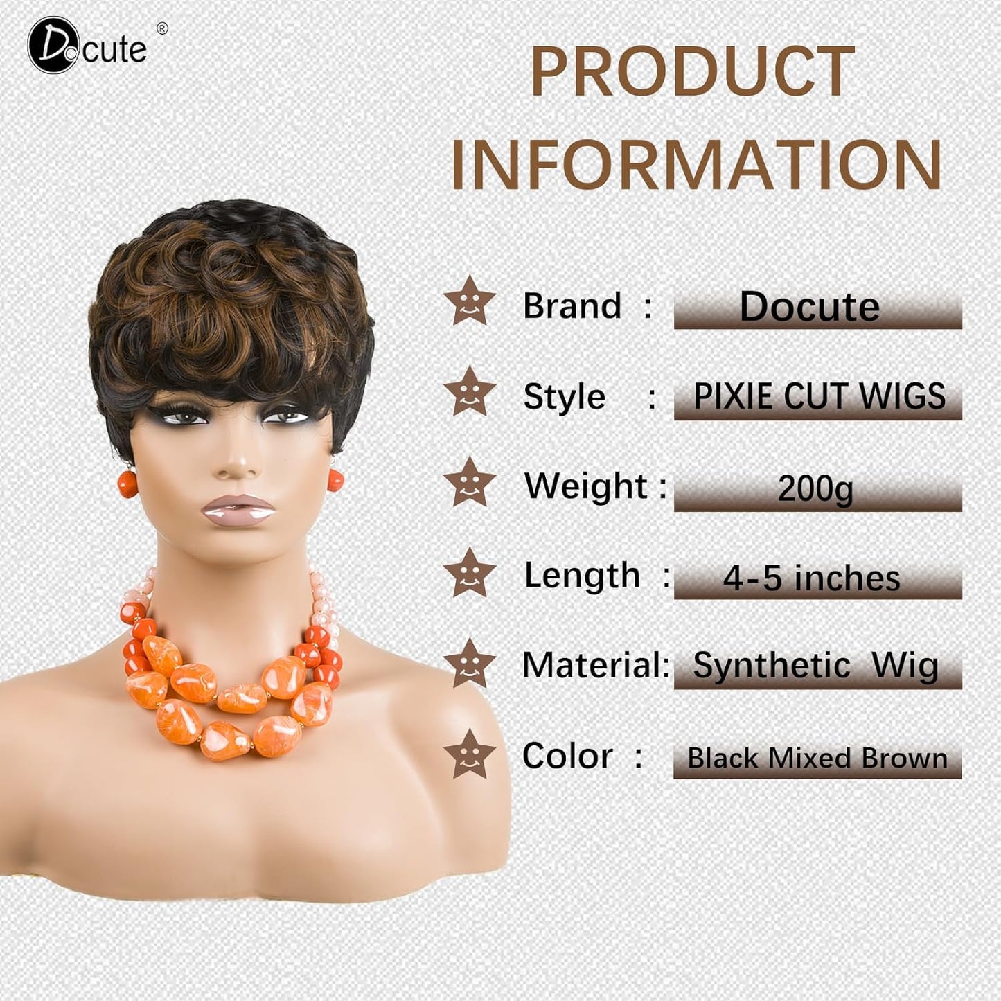 باروكة شعر رمادية قصيرة مع غرة للنساء ذوات البشرة السمراء - نمط قصير مجعد طبيعي مموج منفوش (رمادي) 