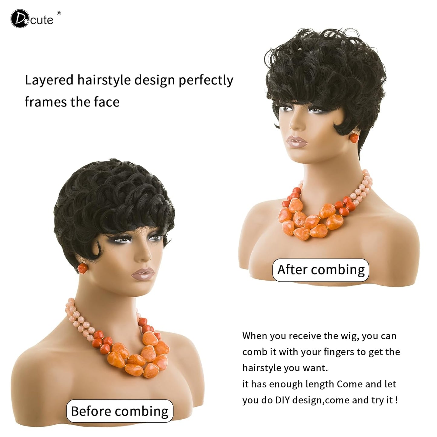 باروكة شعر رمادية قصيرة مع غرة للنساء ذوات البشرة السمراء - نمط قصير مجعد طبيعي مموج منفوش (رمادي) 