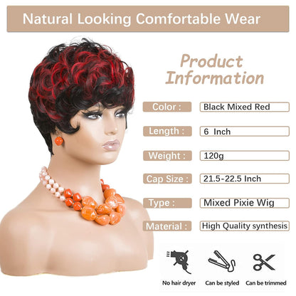 باروكة شعر رمادية قصيرة مع غرة للنساء ذوات البشرة السمراء - نمط قصير مجعد طبيعي مموج منفوش (رمادي) 